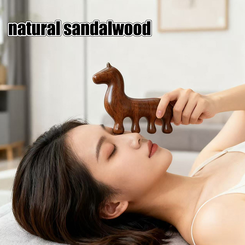 Hair Scalp Massager - Zodiac Horse Year Wooden Sandalwood Comb