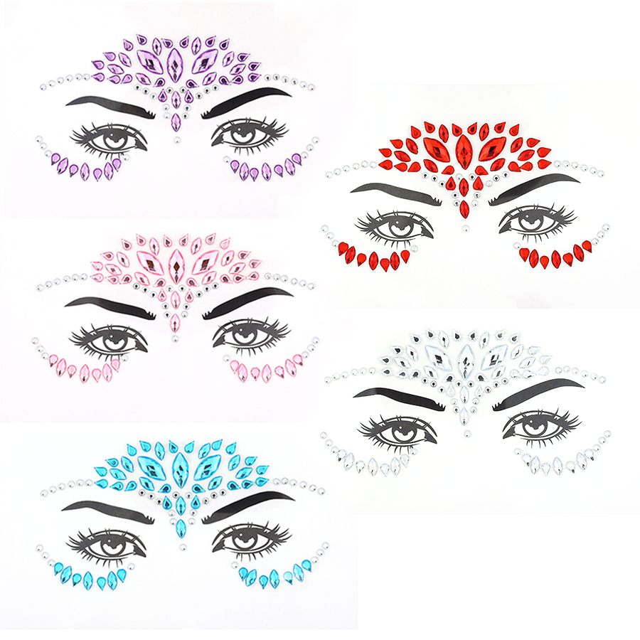 5Pcs/Set Diamond Face Stickers - Beauty Gems Makeup recension och pris